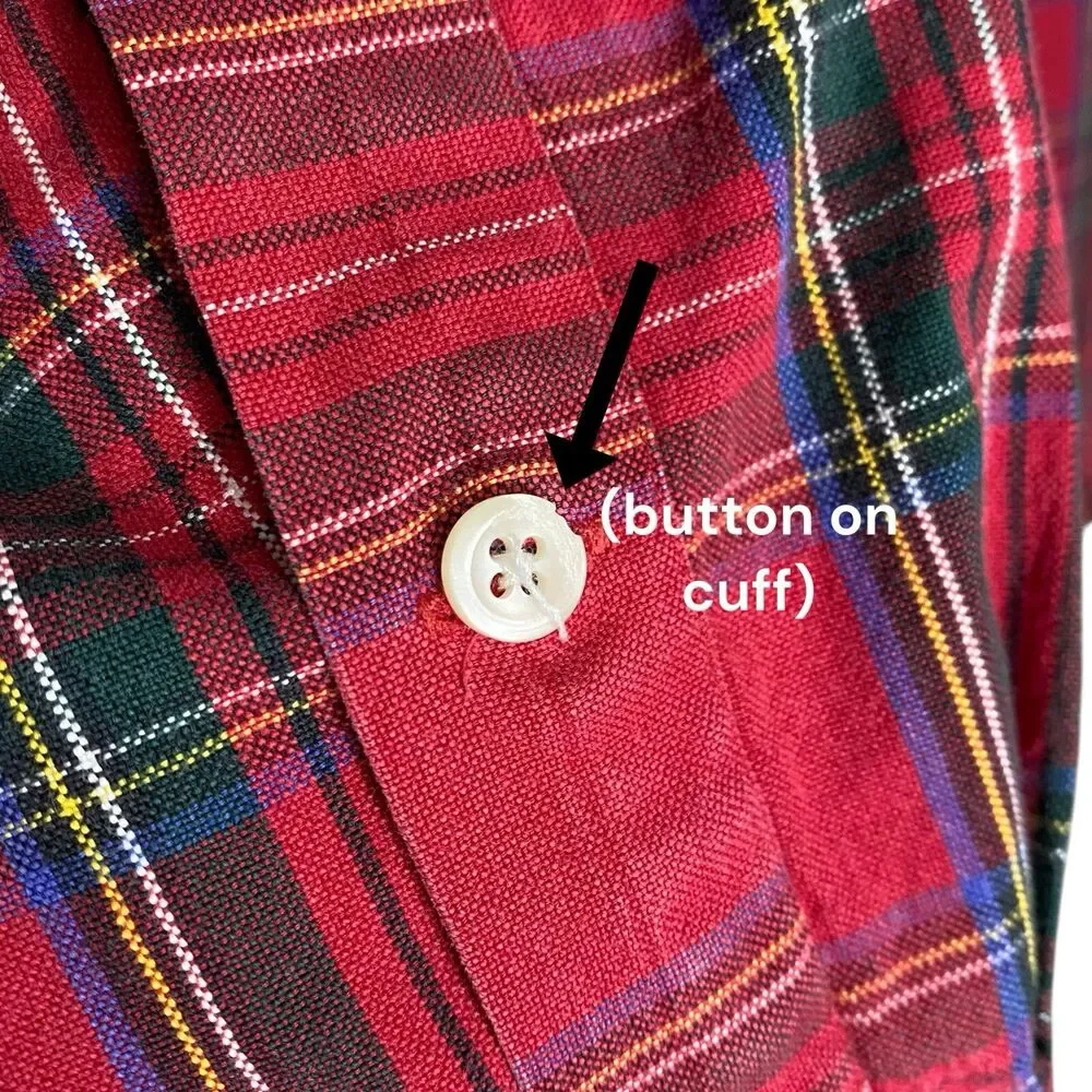 Vtg Polo Ralph Lauren Big Shirt Mens L Red Button Down Plaid Pony Preppy LS 90s